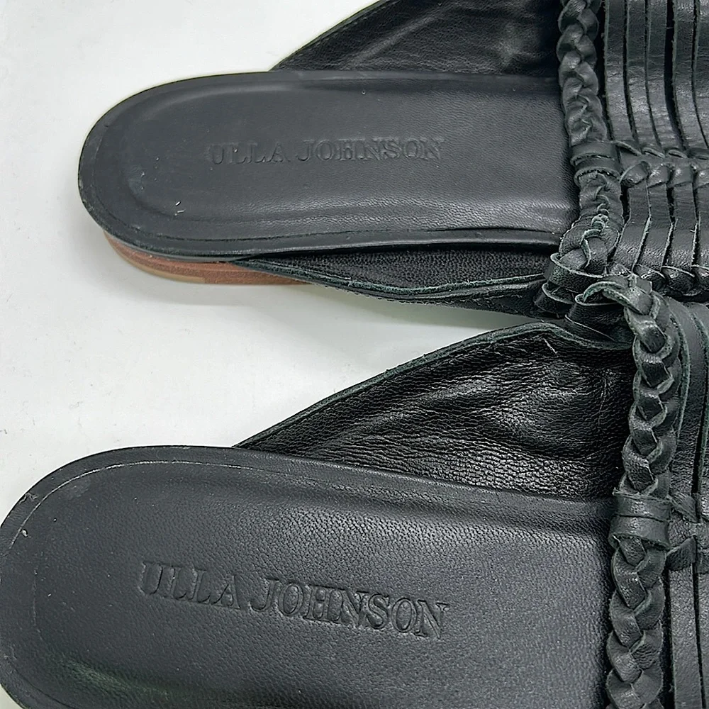 Ulla Johnson Black Leather Pointed Toe Mules Slides Shoes **Sz 40/US 10** 🌺🌺 - Picture 4 of 7